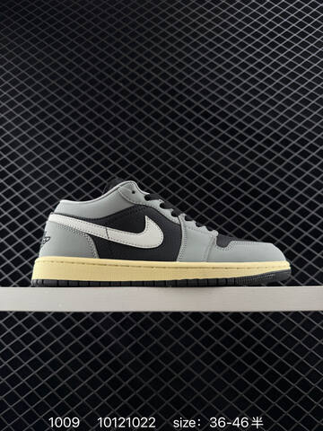 Jordan Air Jordan 1 Low 553558 113 Black Grey Pale Yellow EU 36-46 Sneaker - Unisex (BS-80561)