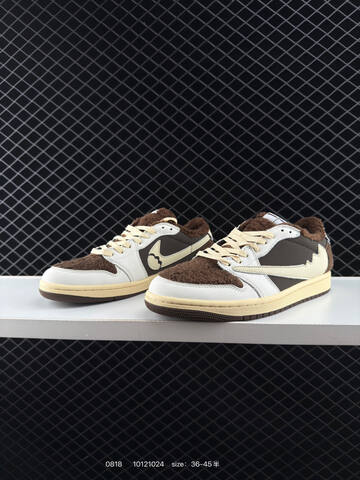 Jordan Air Jordan 1 Low Travis Scott Reverse Mocha Custom Brown White Cream Dark Brown EU 36-45 Sneaker - Unisex (BS-80889)