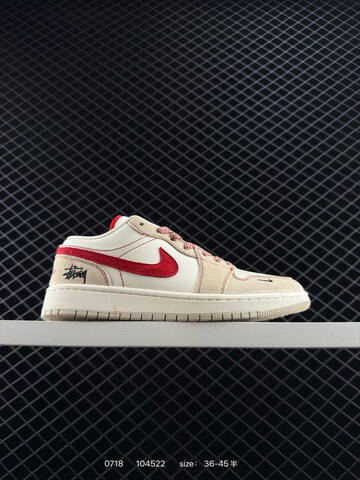 Jordan Air Jordan 1 Low Sail Grey Red EU 36-45 Sneaker - Unisex (BS-81045)