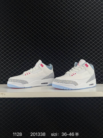 Jordan Air Jordan 3 Retro White And Cobalt Bliss White Light Blue Pink EU 36-46 Basketball Shoe - Unisex (BS-80165)