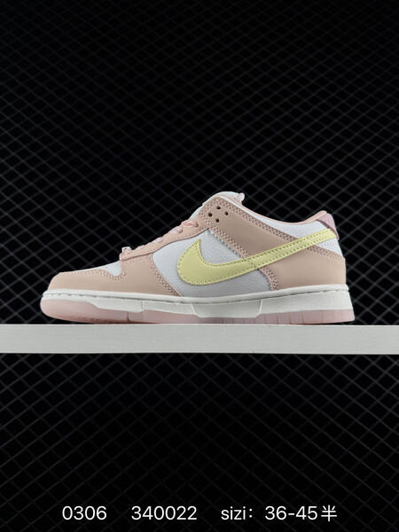 Nike SB Dunk Low pink white with pale yellow Swoosh 36-45 half skate lifestyle