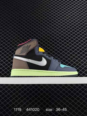 Jordan Air Jordan 1 Retro High 555088-009 Black Blue Brown Silver Neon Green Yellow Pink EU 36-45 Sneaker - Unisex (BS-80238)