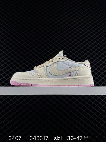 Jordan Travis Scott x Air Jordan 1 Low OG Cream White Light Pink Pale Green EU 36-47 Sneaker - Unisex (BS-79536)