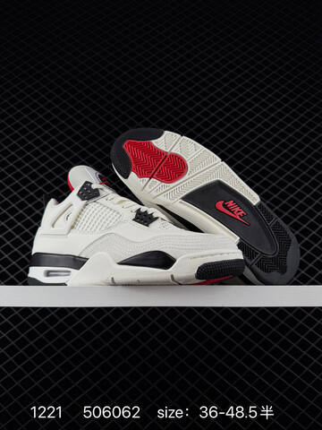 Jordan Air Jordan 4 Retro Flight Club Sail Black Red EU 36-48 5 Basketball Shoe - Unisex (BS-80014)
