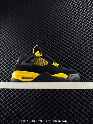 Jordan Air Jordan 4 Retro Black Yellow Olive Green White EU 36-47 5 Basketball Shoe - Unisex (BS-80690)