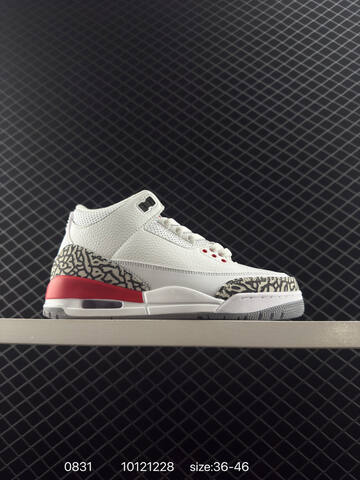 Jordan Air Jordan 3 Retro Hide And Sneak White Black Red Grey EU 36-46 Basketball Shoe - Unisex (BS-80794)