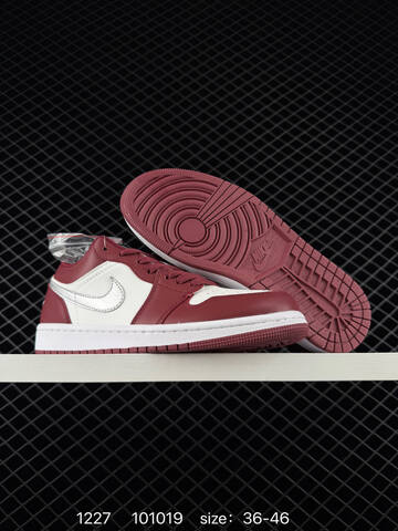 Jordan Air Jordan 1 Low White Burgundy Silver EU 36-46 Sneaker - Unisex (BS-79978)