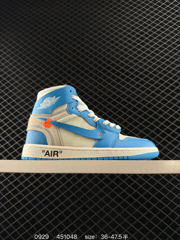 Jordan Off White x Air Jordan 1 Retro High OG UNC White Blue Cream Orange EU 36-47 5 Basketball Shoe - Unisex (BS-80602)