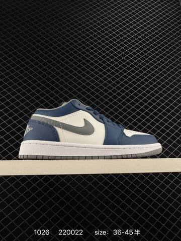 Jordan Air Jordan 1 Low White Navy Blue Grey EU 36-45 Sneaker - Unisex (BS-80436)
