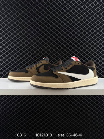 Jordan Travis Scott x Air Jordan 1 Low Reverse Mocha Dark Brown Black Sail Cream Red EU 36-46 Sneaker - Unisex (BS-80906)