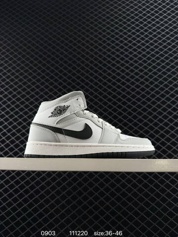 Jordan Air Jordan 1 Mid Light Grey White Black EU 36-46 Basketball Shoe - Unisex (BS-80773)