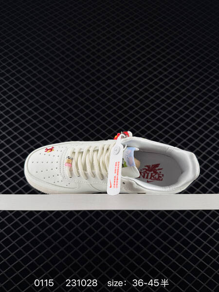 Nike Air Force 1 07 white cream with red and gold accents EU 36-45 lifestyle