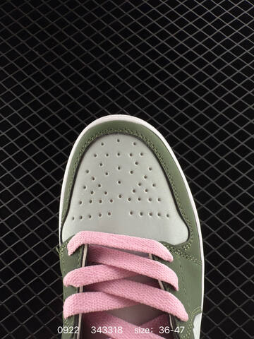 Jordan Air Jordan 1 Mid Olive Green Light Grey Black Pink White EU 36-47 Basketball Shoe - Unisex (BS-80658)