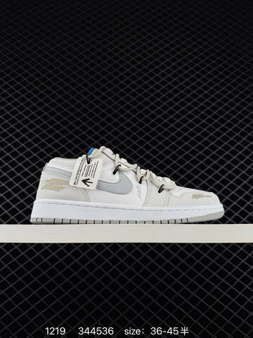 Jordan Air Jordan 1 Low White Light Gray Black Blue EU 36-45 Sneaker - Unisex (BS-80027)
