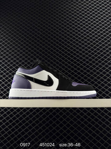 Jordan Air Jordan 1 Low 553558-125 Black White Purple EU 36-46 Basketball Shoe - Unisex (BS-80698)