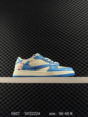 Jordan Air Jordan 1 Low Travis Scott Fragment Custom University Blue Sail White EU 36-45 Skate Shoe - Unisex (BS-80615)