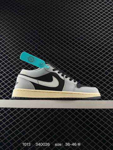Jordan Air Jordan 1 Low Black Light Grey Pale Yellow EU 36-46 Sneaker - Unisex (BS-80530)