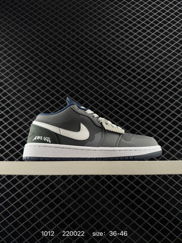 Jordan Air Jordan 1 Low Grey White Dark Green Navy EU 36-46 Sneaker - Unisex (BS-80534)