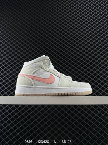 Jordan Air Jordan 1 Mid White Light Beige Pink Tan EU 36-47 Sneaker - Unisex (BS-80902)