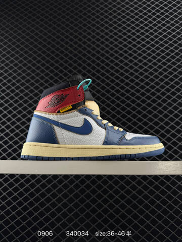 Jordan Union x Air Jordan 1 Retro High OG NRG White Blue Red Black Cream EU 36-46 Basketball Shoe - Unisex (BS-80756)