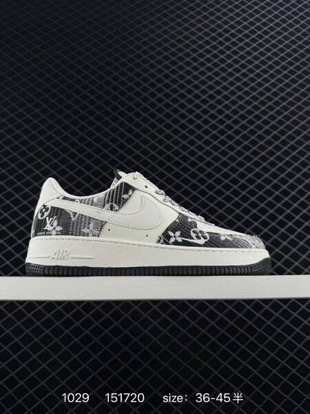 Nike Air Force 1 blue white with Louis Vuitton monogram print 36-45 lifestyle