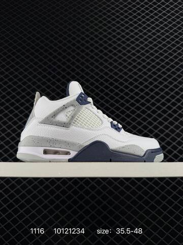 Jordan Air Jordan 4 Retro White Grey Navy Yellow EU 35 5-48 Basketball Shoe - Unisex (BS-80256)