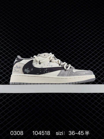 Jordan Air Jordan 1 Low Travis Scott Stussy Supreme Custom Sail Navy Grey Black Red EU 36-45 Sneaker - Unisex (BS-79690)
