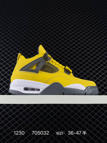 Jordan Air Jordan 4 Retro Yellow Grey White EU 36-47 Basketball Shoe - Unisex (BS-79936)
