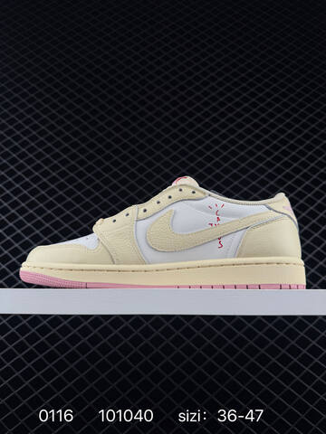 Jordan Travis Scott x Air Jordan 1 Low Cream White Pink EU 36-47 Sneaker - Unisex (BS-79823)