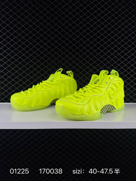 Nike Foamposite One neon yellow volt with black checkered accents 40-47 5 basketball lifestyle