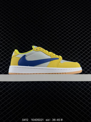 Jordan Travis Scott x Air Jordan 1 Low OG Canary Yellow Blue White Grey Gum EU 36-45 Sneaker - Unisex (BS-79495)
