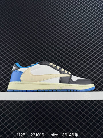 Jordan Air Jordan 1 Low Travis Scott DM7866-140 White Black Cream Blue EU 36-46 Sneaker - Unisex (BS-80194)