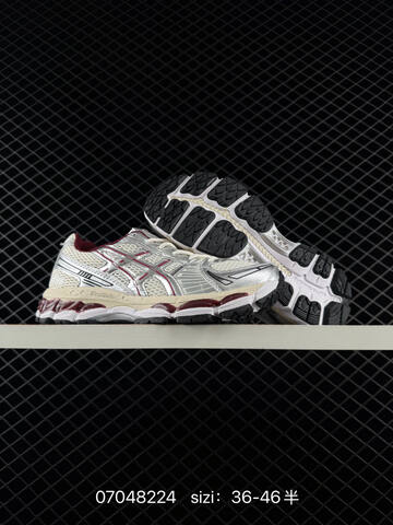 ASICS Gel Kayano 12 1 White Silver Burgundy Cream EU 36-46 Running Shoe Running Sneakers - Unisex (BS-81787)