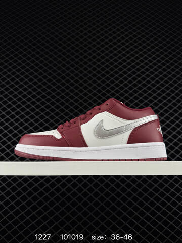 Jordan Air Jordan 1 Low White Burgundy Silver EU 36-46 Sneaker - Unisex (BS-79978)