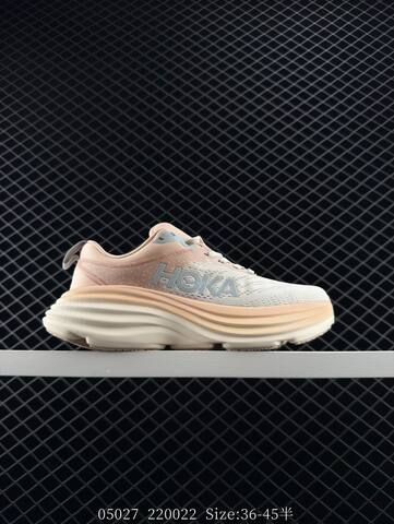 HOKA Bondi 8 Light Grey Off White EU 36-45 Running Shoe Running Sneakers - Unisex (BS-86635)