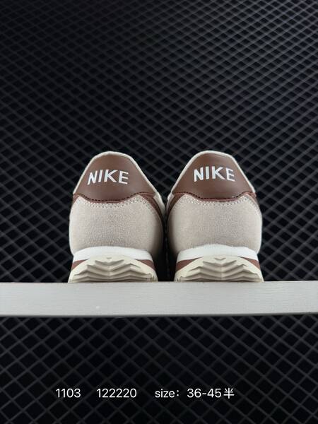 Nike Classic Cortez beige taupe with brown swoosh and white sole EU 36-45 lifestyle