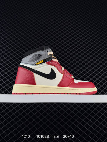 Jordan Union x Air Jordan 1 Retro High PK NRG White Red Black Grey Cream EU 36-46 Sneaker - Unisex (BS-80082)