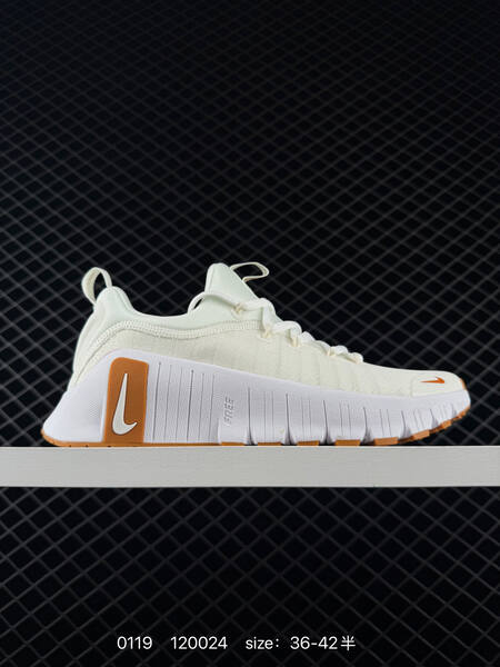 Nike Free Metcon 6 white cream with orange-gum accents 36-42 5 training lifestyle