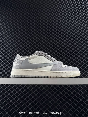 Jordan Air Jordan 1 Low Travis Scott Stussy White Grey Sail Black EU 36-45 Sneaker - Unisex (BS-80537)