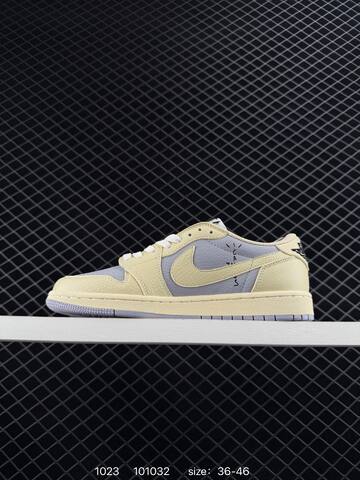 Jordan Air Jordan 1 Low Travis Scott DM7866-061 Pale Yellow Light Grey White EU 36-46 Sneaker - Unisex (BS-80451)
