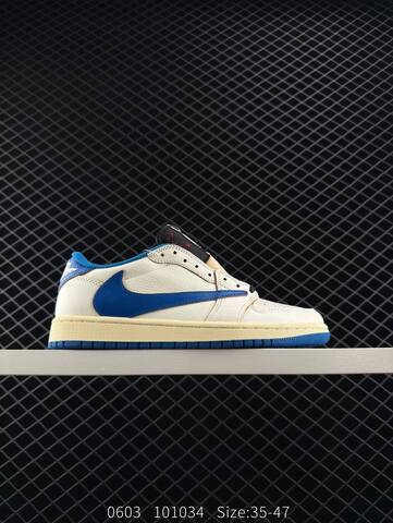 Jordan Air Jordan 1 Low OG Travis Scott Fragment Design White Blue Cream Brown Black EU 35-47 Sneaker - Unisex (BS-81266)