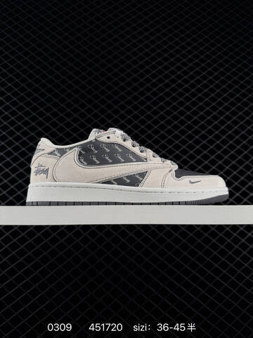 Jordan Air Jordan 1 Low OG SP Stussy Travis Scott Light Grey Dark Grey White EU 36-45 Sneaker - Unisex (BS-79685)