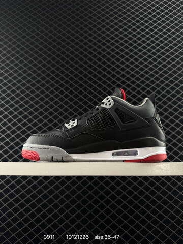 Jordan Air Jordan 4 Retro Bred Reimagined Black Grey Red White EU 36-47 Basketball Shoe - Unisex (BS-80731)