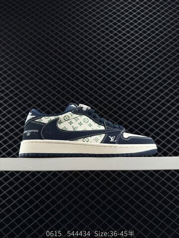 Jordan Air Jordan 1 Low Louis Vuitton Travis Scott Sail Navy Green Off White EU 36-45 Sneaker - Unisex (BS-81197)