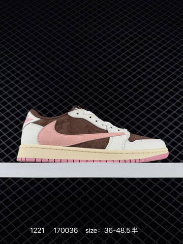Jordan Travis Scott x Air Jordan 1 Low Sail Dark Brown Pink Cream EU 36-48 5 Skate Shoe - Unisex (BS-80017)