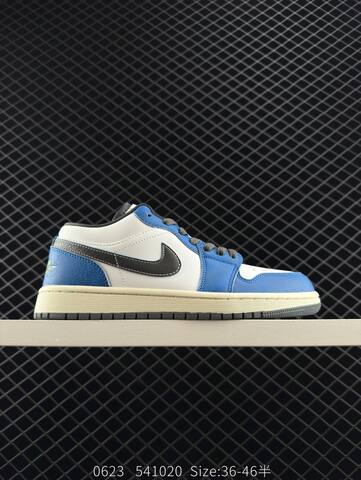 Jordan Air Jordan 1 Low Flight Vintage White Blue Grey Cream Yellow EU 36-46 Sneaker - Unisex (BS-81157)