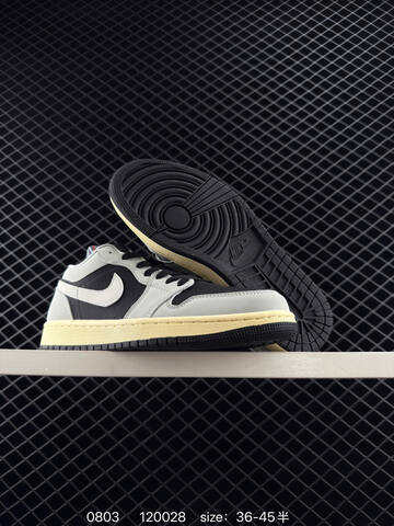 Jordan Air Jordan 1 Low Dong Dan Black Light Grey Pale Yellow EU 36-45 Sneaker - Unisex (BS-80979)