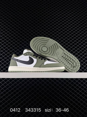 Jordan Air Jordan 1 Low 553558 166 White Olive Green Black Sail EU 36-46 Sneaker - Unisex (BS-79500)