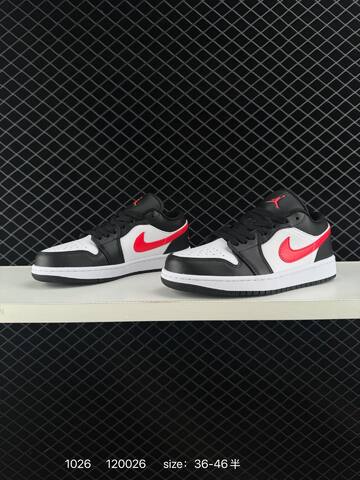 Jordan Air Jordan 1 Low Black White Red EU 36-46 Sneaker - Unisex (BS-80441)