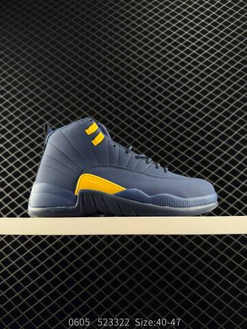 Jordan Air Jordan 12 Retro Navy Blue Yellow EU 40-47 Basketball Shoe - Men's (BS-81259)
